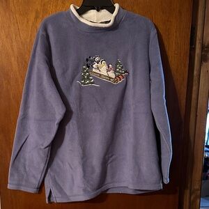 Misses Blue Fleece Sweater with Winter Scene